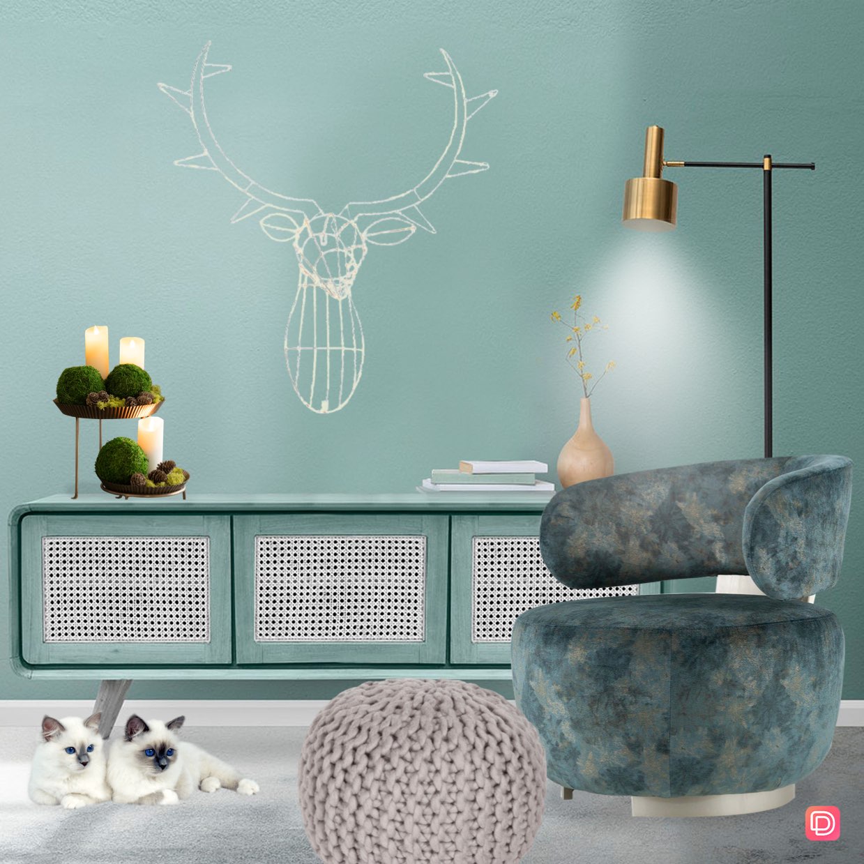 #daily #challenge #greenblue #green #blue #cabinet #cat #deer #wooly  #woolybug 