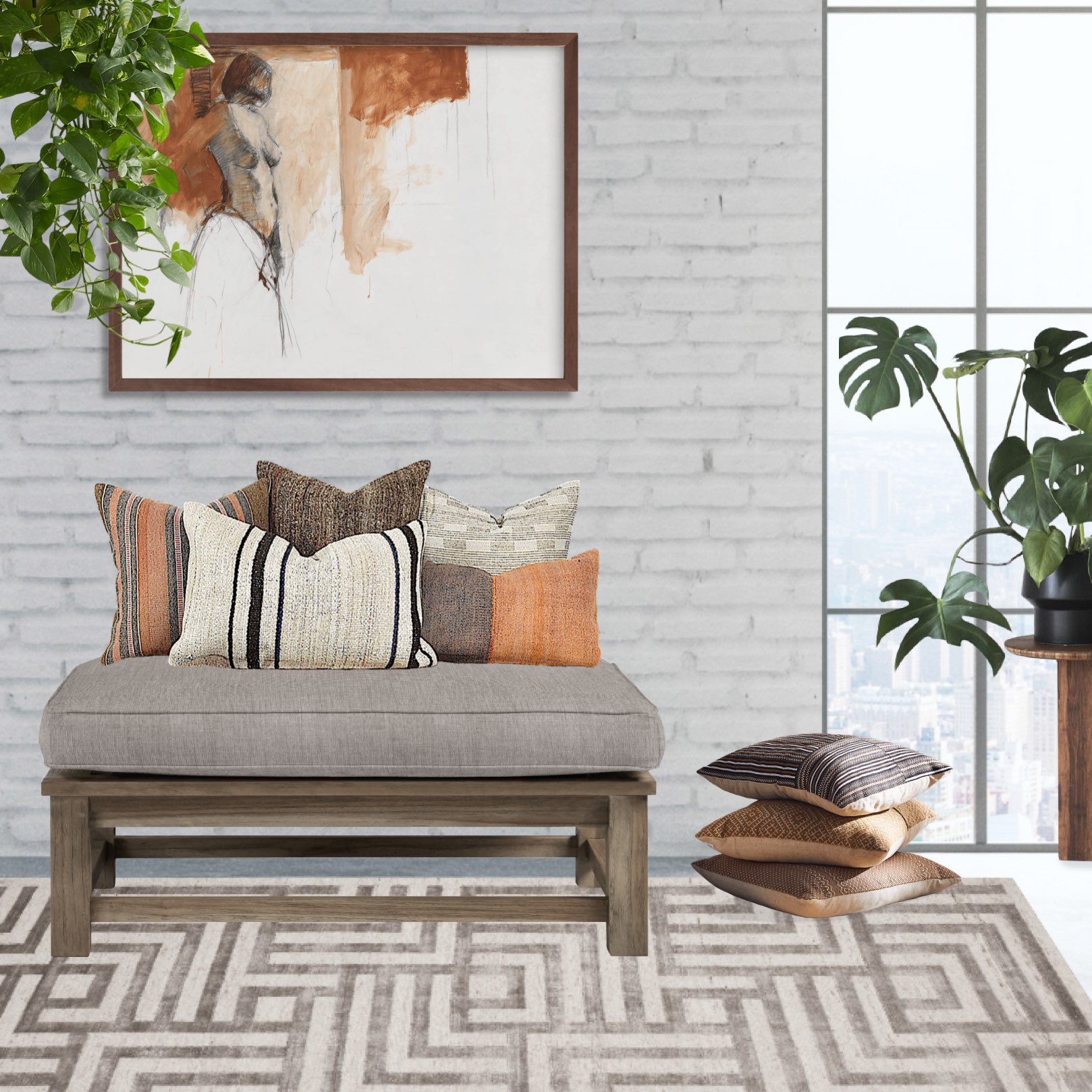 🌿 #limited #requirement #challenge #benchandpillows #bench #decoration 