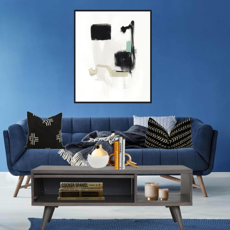 #decormattersdesign #blue #bluepop #blackandgold #blackaccent #walldecor #art #livingroom #modern #cozy #workfromhome #familytime 