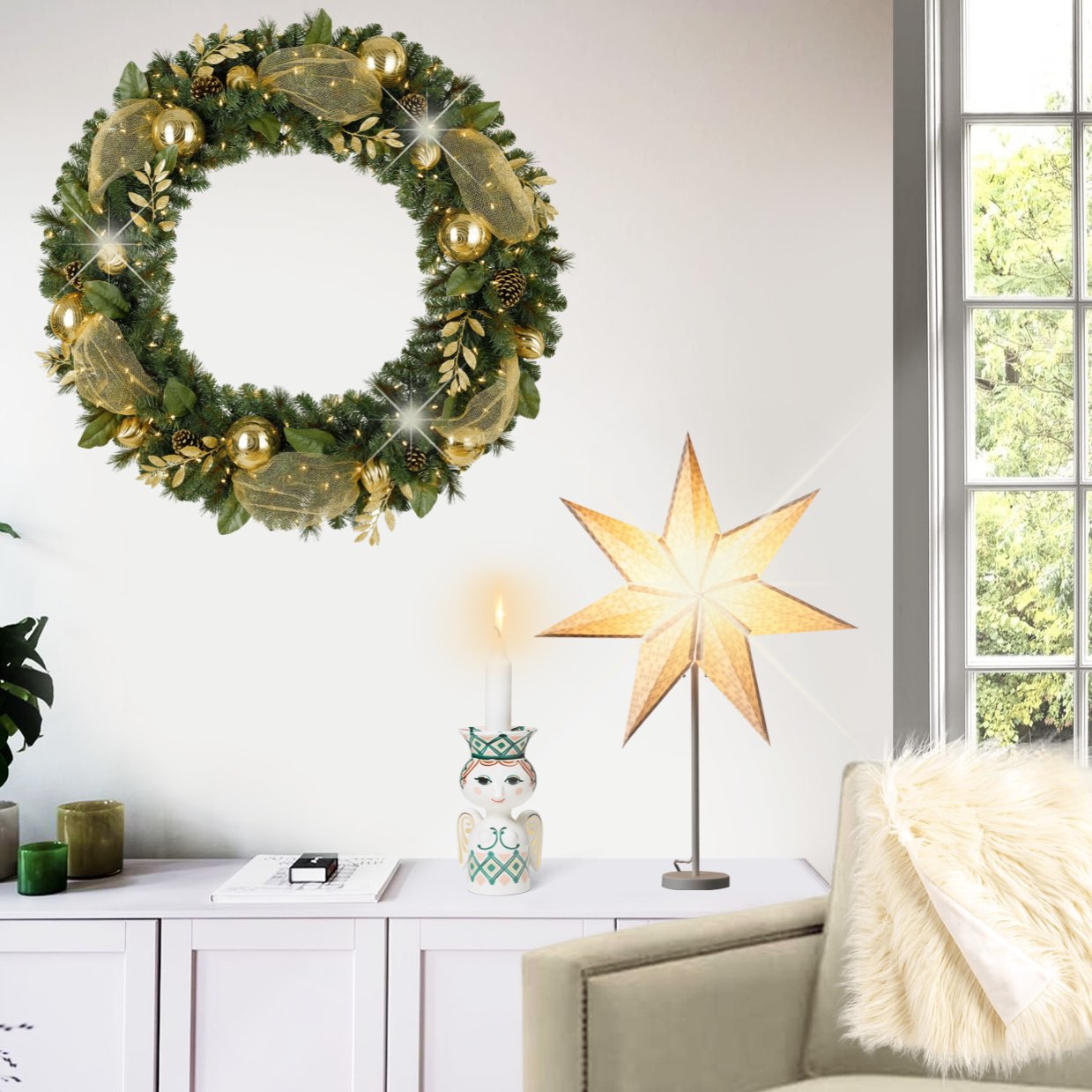#daily #challenge #cabinetdecor #cabinet #decor #white #woolybug  #wooly #star #christmasstar #christmas #green